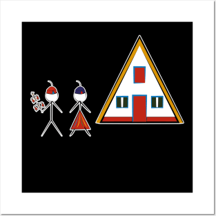 Madeira Island Male & Female Stick Figure inspired by Folklore & Santana House Posters and Art